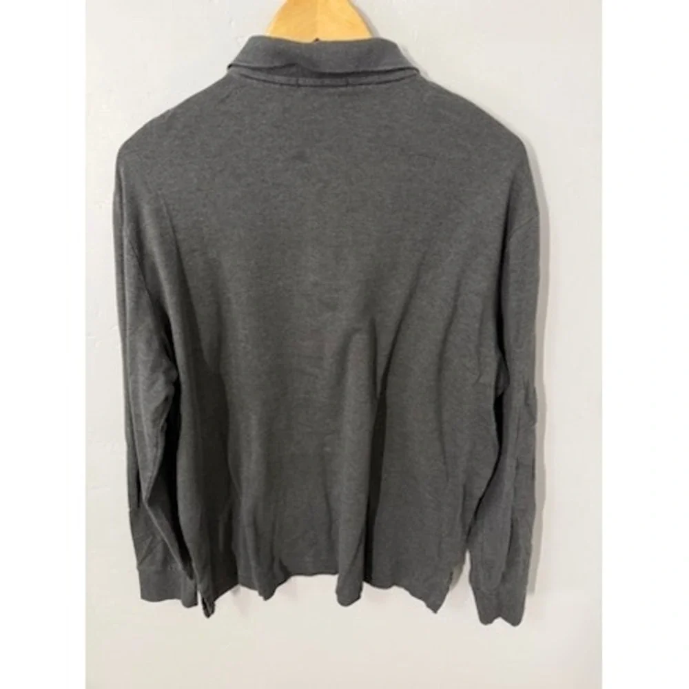 Polo Ralph Lauren Mens Long Sleeve Gray Classic Fit Polo Rugby Shirt Size L Pony